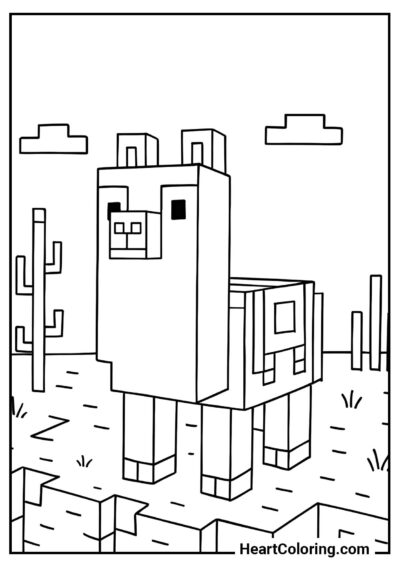 Lama z Minecrafta — darmowa kolorowanka do druku