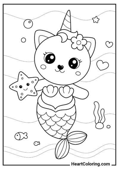 Desenho educativo: Gatinho sereia