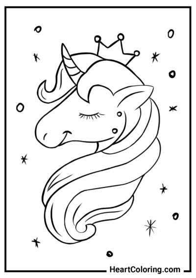 Unicorno incredibile con corona - Disegni di Unicorni da Colorare