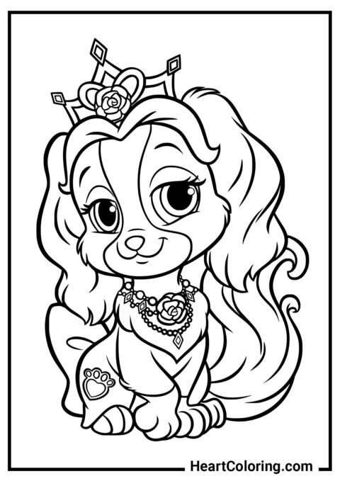 Puppy girl with decorations - Dogs and Puppies Coloring Pages