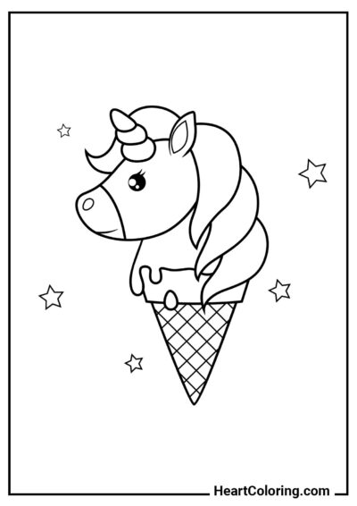 Glace en forme de licorne — coloriage qui amuse les enfants