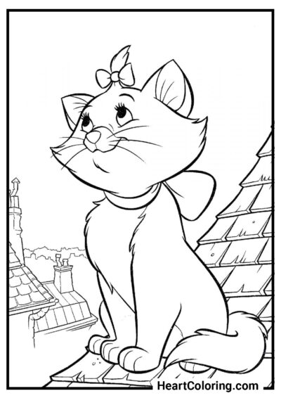 Marie from the cartoon The AristoCats - Cat and Kitten Coloring Pages