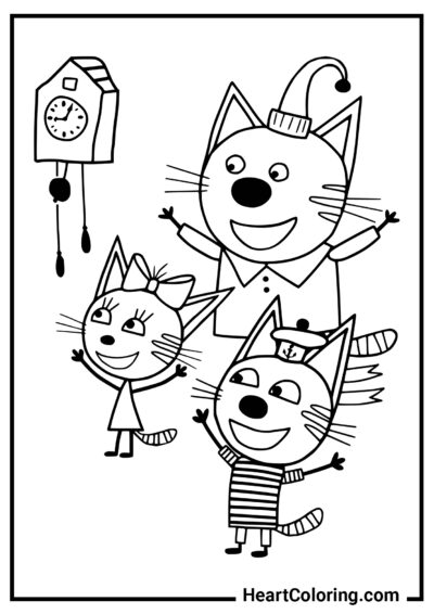 Часы с кукушкой - Раскраски Три кота