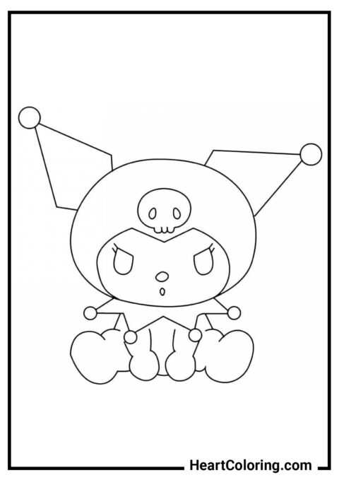 Distressed Kuromi - Kuromi Coloring Pages