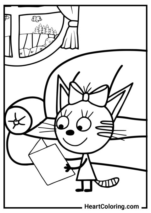 Карамелька читает - Раскраски Три кота