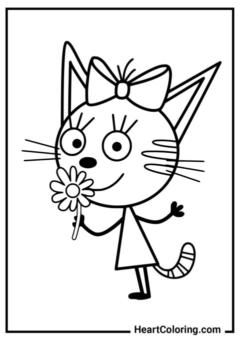 Карамелька с ромашкой - Раскраски Три кота