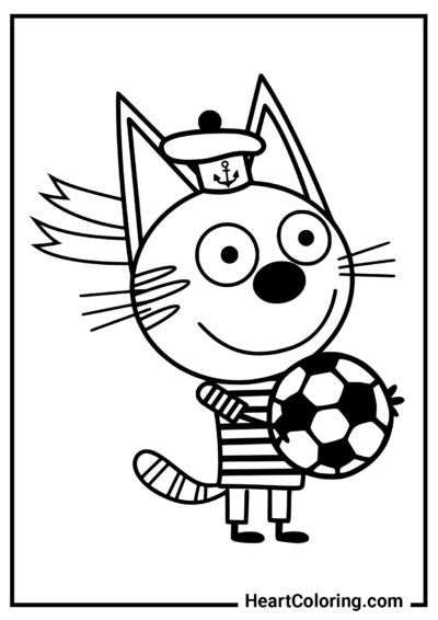 Коржик и футбольный мяч - Раскраски Три кота
