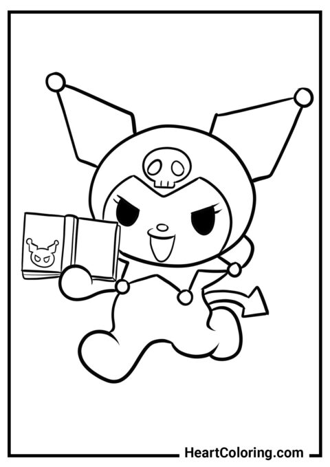 Kuromi and the magic book - Kuromi Coloring Pages