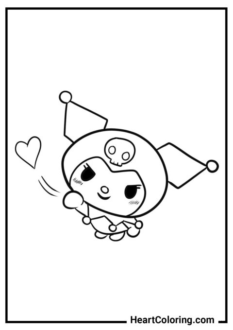 Kuromi blows a kiss - Kuromi Coloring Pages