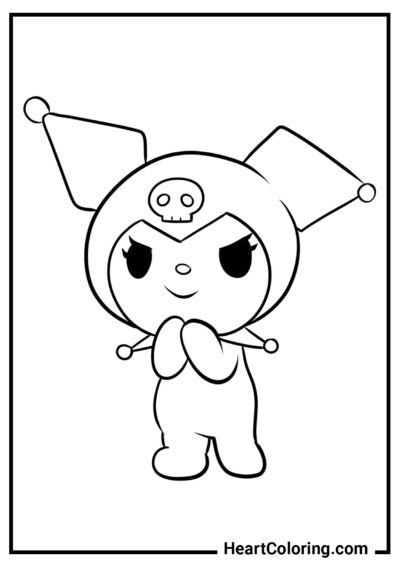 Kuromi está planejando algo - Desenhos de Kuromi para Colorir