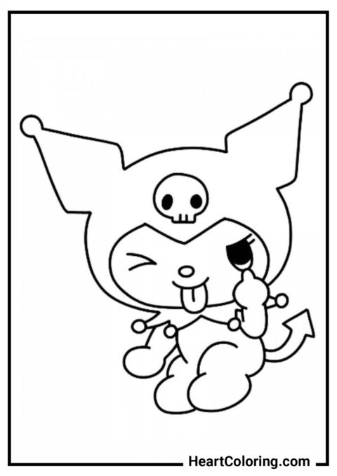 Kuromi teases - Kuromi Coloring Pages