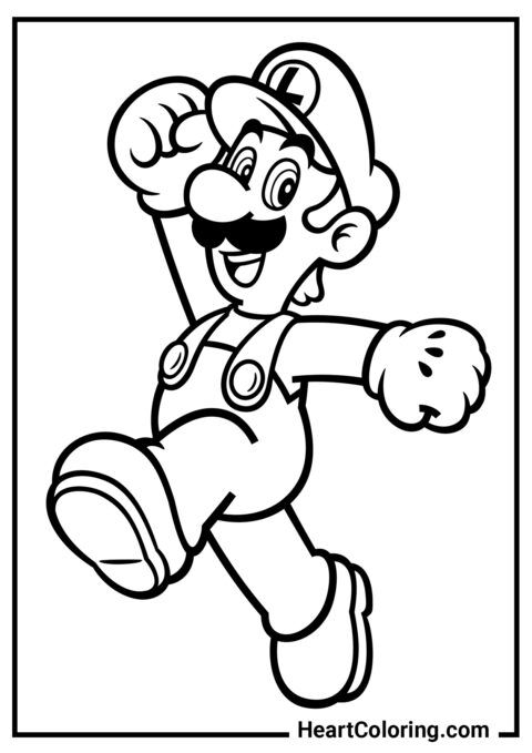 Luigi de paseo - Dibujos de Mario Bros para Colorear