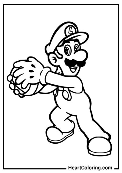 Luigi com uma bola - Desenhos do Mario Bros para Colorir