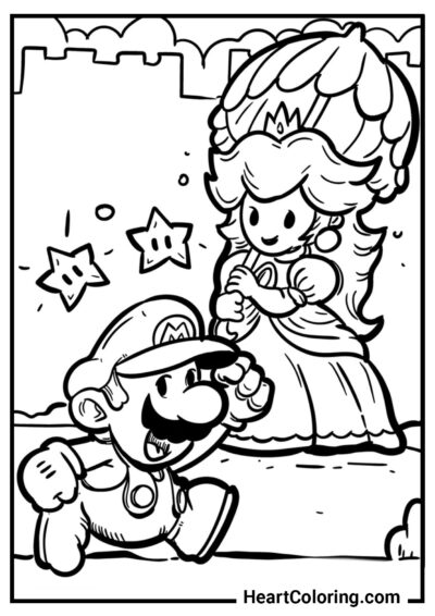 Mario y Princesa - Dibujos de Mario Bros para Colorear