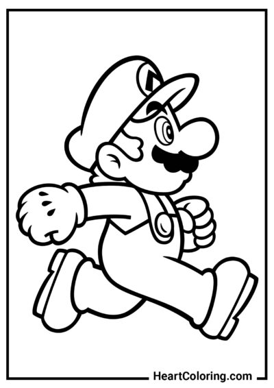 Mario è di corsa - Disegni di Super Mario da Colorare