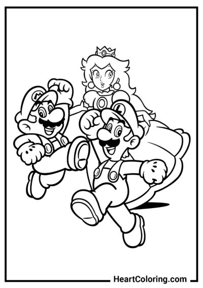 Mario, Luigi und Prinzessin Peach - Ausmalbilder Super Mario