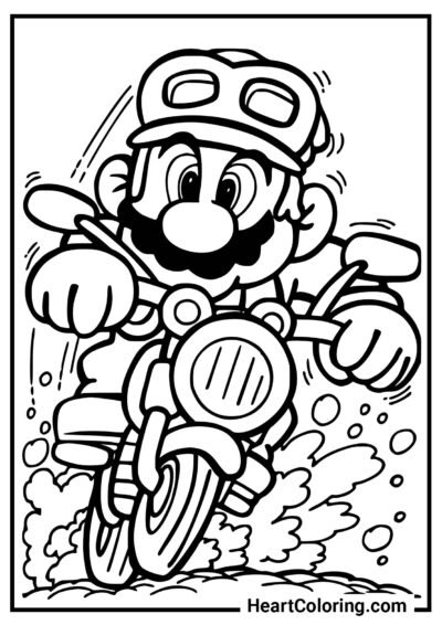 Mario em uma motocicleta - Desenhos do Mario Bros para Colorir