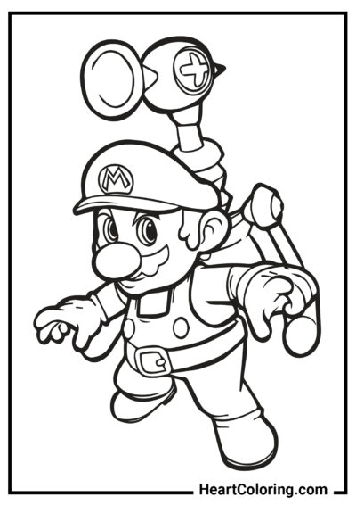 Mario con un nuovo dispositivo - Disegni di Super Mario da Colorare