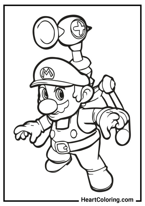 Mario con un nuevo dispositivo - Dibujos de Mario Bros para Colorear