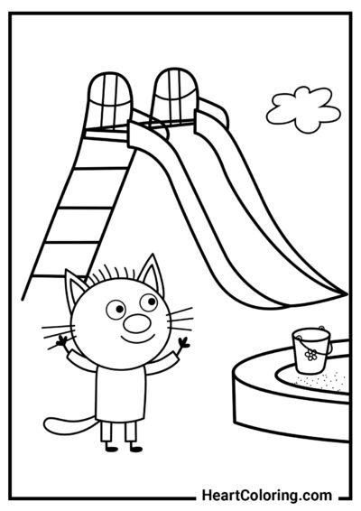 Сажик на детской площадке - Раскраски Три кота
