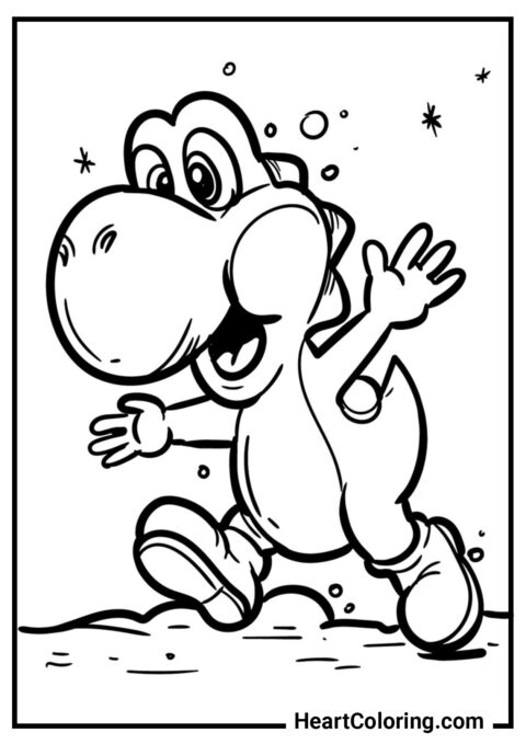 Yoshi Assustado - Desenhos do Mario Bros para Colorir