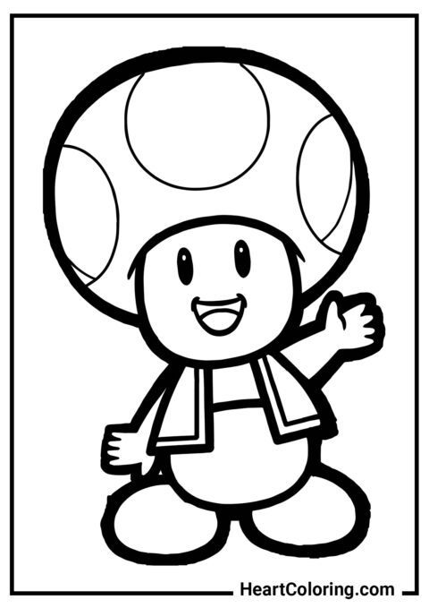 Saluto di Toad - Disegni di Super Mario da Colorare
