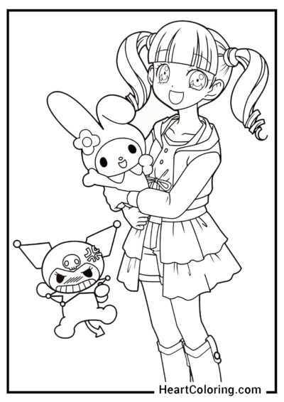 Uta Yumeno, My Melody et Kuromi - Coloriages de Kuromi