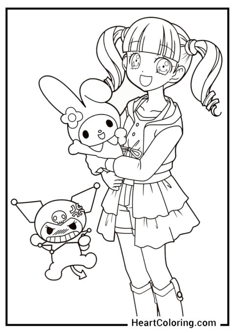 Uta Yumeno, My Melody and Kuromi - Kuromi Coloring Pages