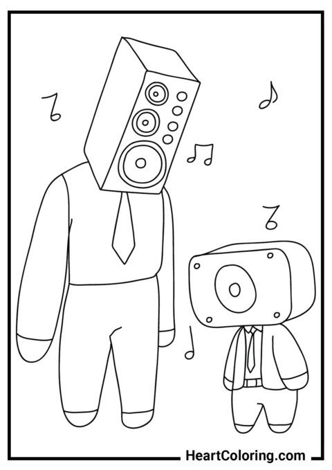 1 – Brave Large Speakerman and Speakerman - Speakerman Coloring Pages