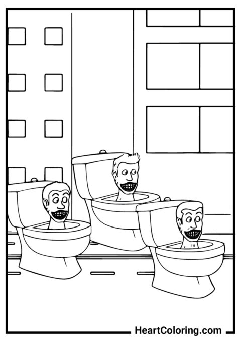 Skibidi Toilets Squad - Skibidi Toilet Coloring Pages