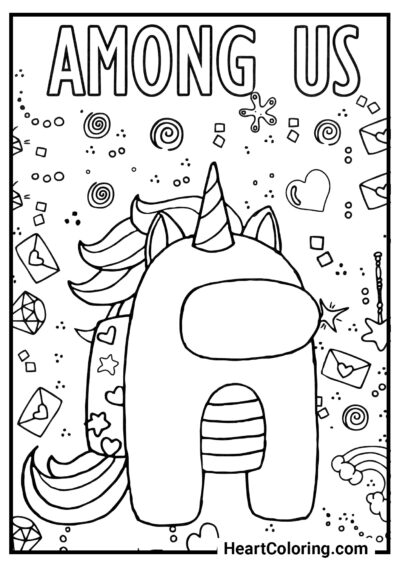 Licorne magique - Coloriage Among Us