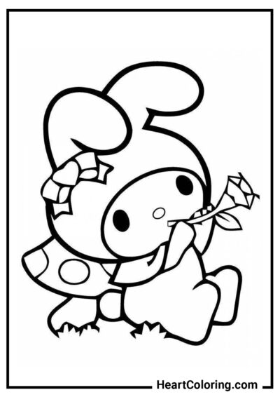 Pipa de madera - Dibujos de Onegai My Melody para colorear