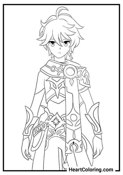 Aether - Genshin Impact Coloring Pages