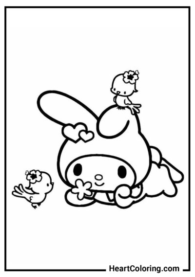 Dreamy little rabbit - Onegai My Melody Coloring Pages