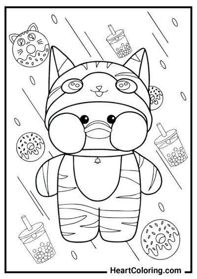Lalafanfan in a tiger cub costume - Lalafanfan Coloring Pages