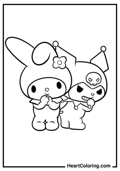 My Melody and Kuromi - Onegai My Melody Coloring Pages