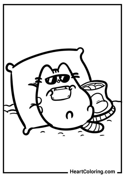 Rest for the cat - Pusheen The Cat Coloring Pages