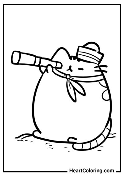 Pusheen the Cat as a sailor - Pusheen The Cat Coloring Pages