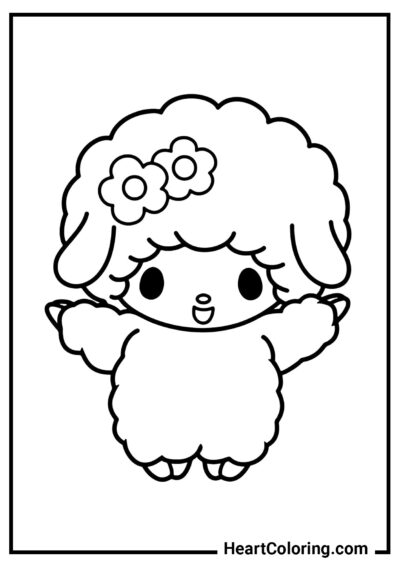 Sheep Piano - Onegai My Melody Coloring Pages