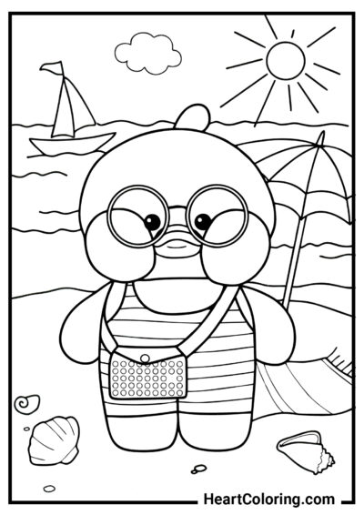 Vacaciones en la playa - Dibujos de Pato Lalafanfan para Colorear