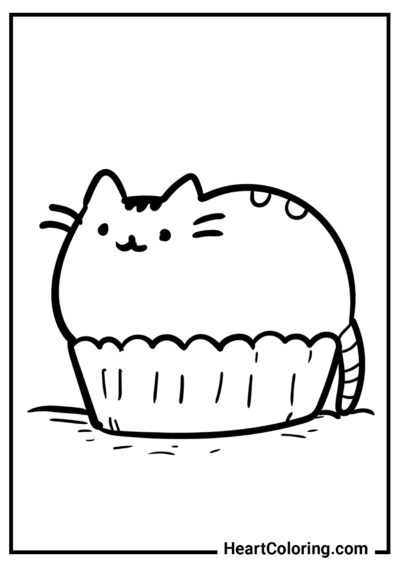 Cupcake de gato - Dibujos de Pusheen para Colorear