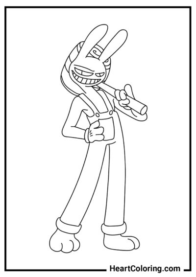 Jax with a hammer - The Amazing Digital Circus Coloring Pages