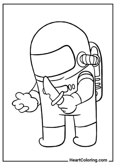 The impostor with a knife - Among Us Coloring Pages