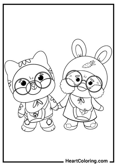 Lalafanfan and Shiba Inu - Lalafanfan Coloring Pages
