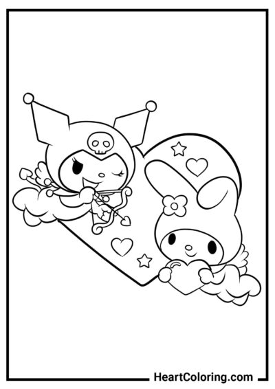 Valentine’s card - Onegai My Melody Coloring Pages