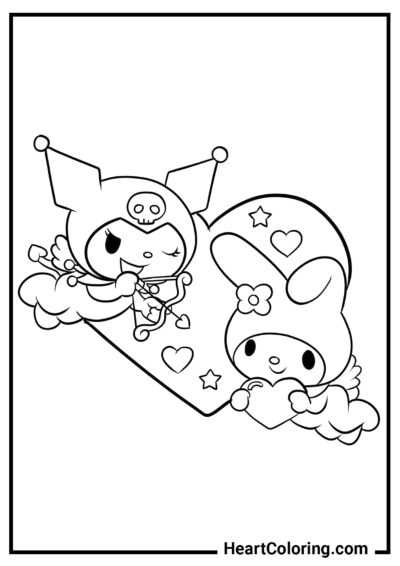 Carte de Saint-Valentin - Coloriages Onegai My Melody