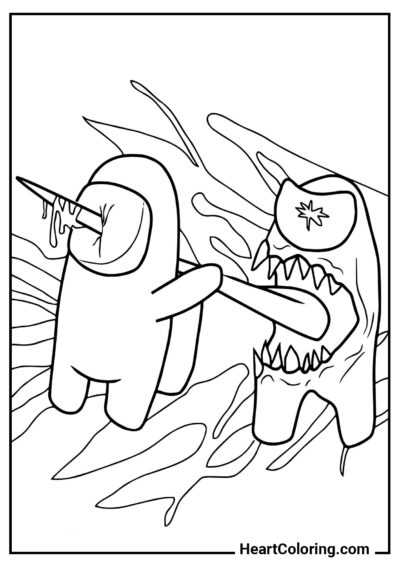 Brutal murder - Among Us Coloring Pages