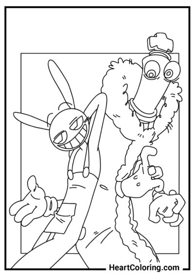 Friendly characters - The Amazing Digital Circus Coloring Pages