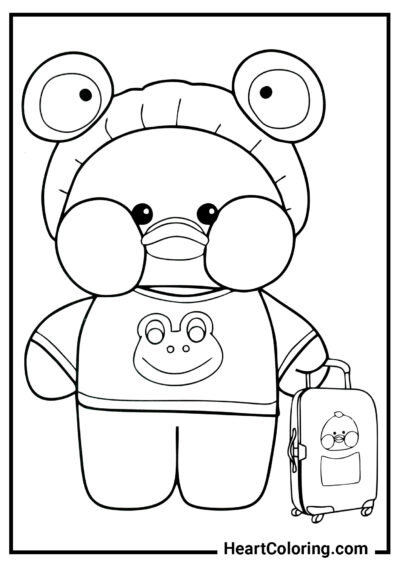Lalafanfan with a suitcase - Lalafanfan Coloring Pages