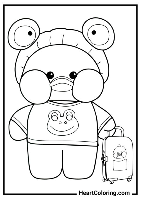 Lalafanfan with a suitcase - Lalafanfan Coloring Pages